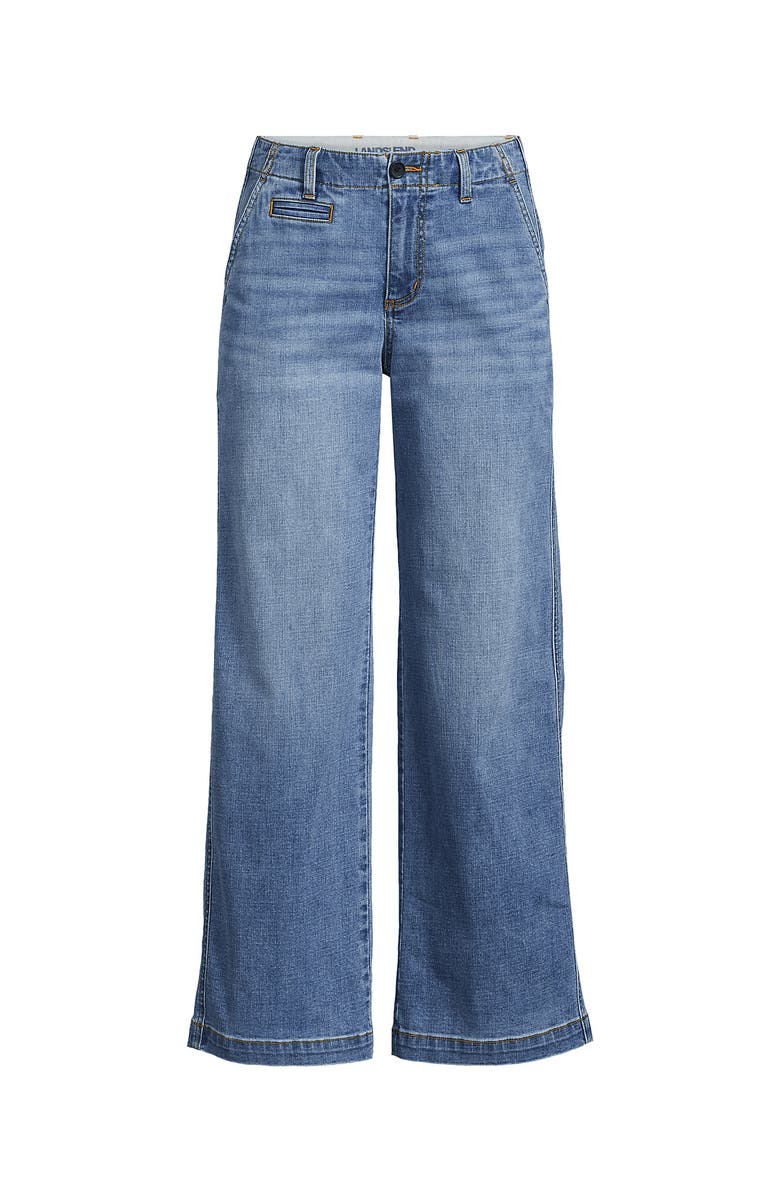 Lands' End Mid Rise Denim Wide Leg Ankle Jeans, Alternate, color, Beau Blue