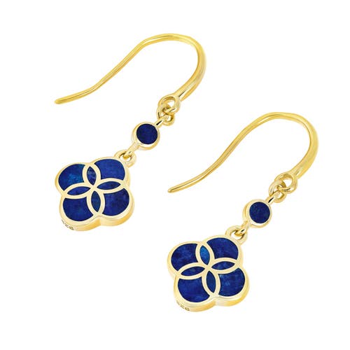 Jan Leslie Petal Gemstone With 18k Gold Overlay Sterling Drop Earring In Blue
