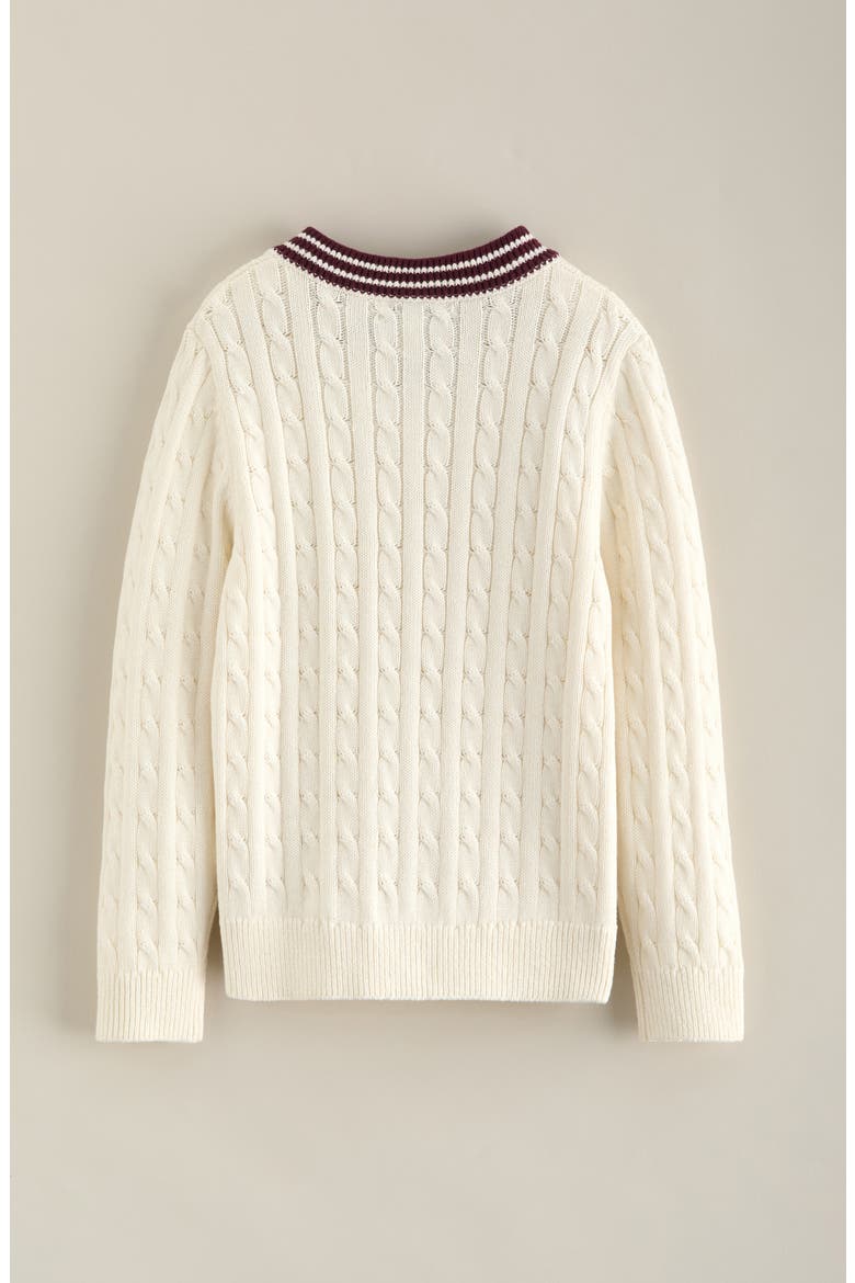 Kids' V-Neck Cable Sweater, Alternate, color, IVORY TOFU