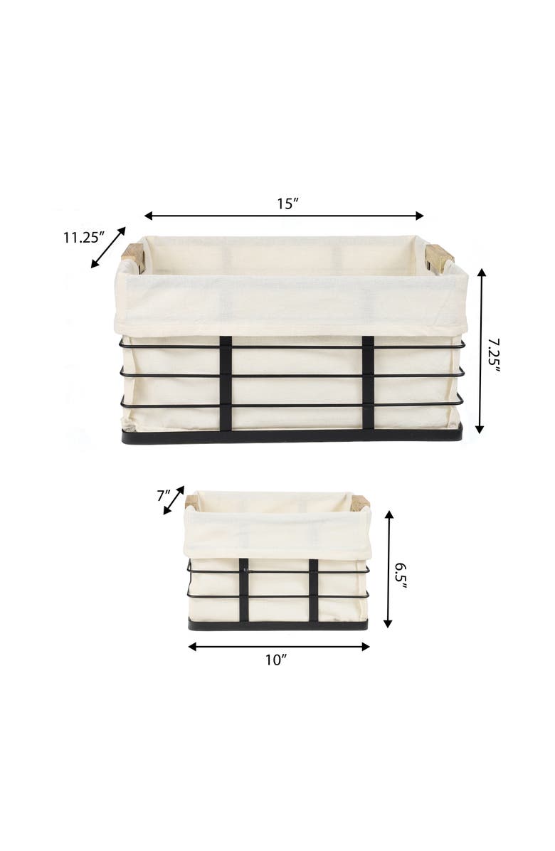 HAPPIMESS Callan Vintage Industrial Handmade Wire Metal Nesting Storage Baskets with Wood Handles and Fabric Liner, Alternate, color, Black