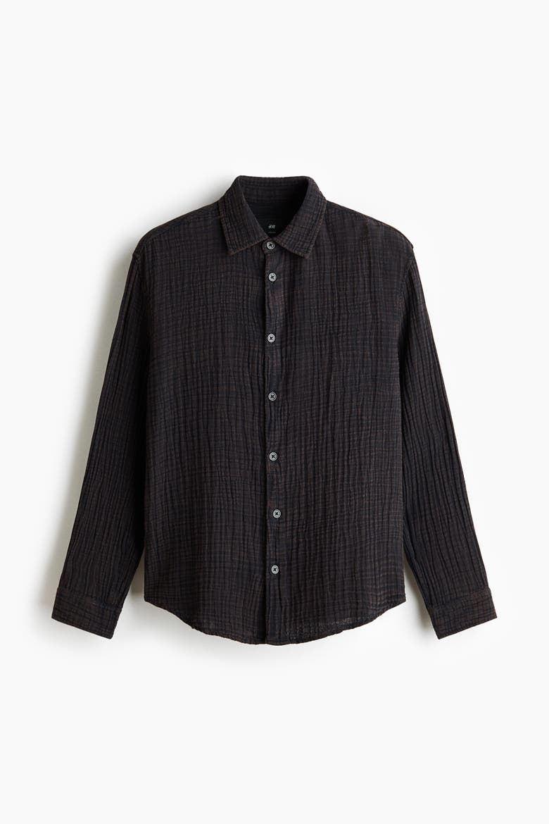 Regular Fit Cotton Muslin Shirt, Alternate, color, Black