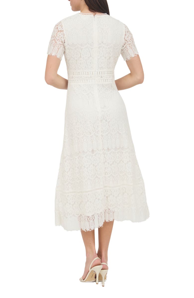 AUGUST SKY Scalloped Lace Midi Dress, Alternate, color, Off White