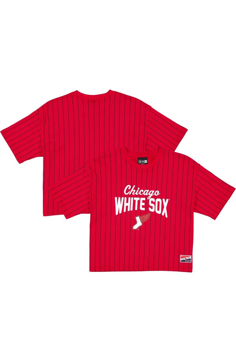 New Era Women's New Era Red/Black Chicago White Sox 2025 City Connect Pinstripe T-Shirt, Main, color, Red
