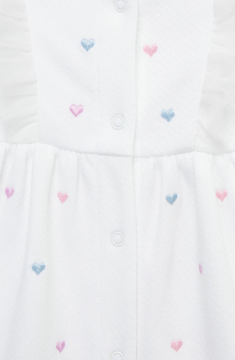 Little Me Hearts Embroidered Cotton Romper & Headband Set, Alternate, color, 
