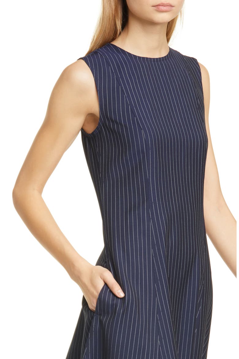 Pinstripe Midi Dress, Alternate, color, NAVY PINSTRIPE 2