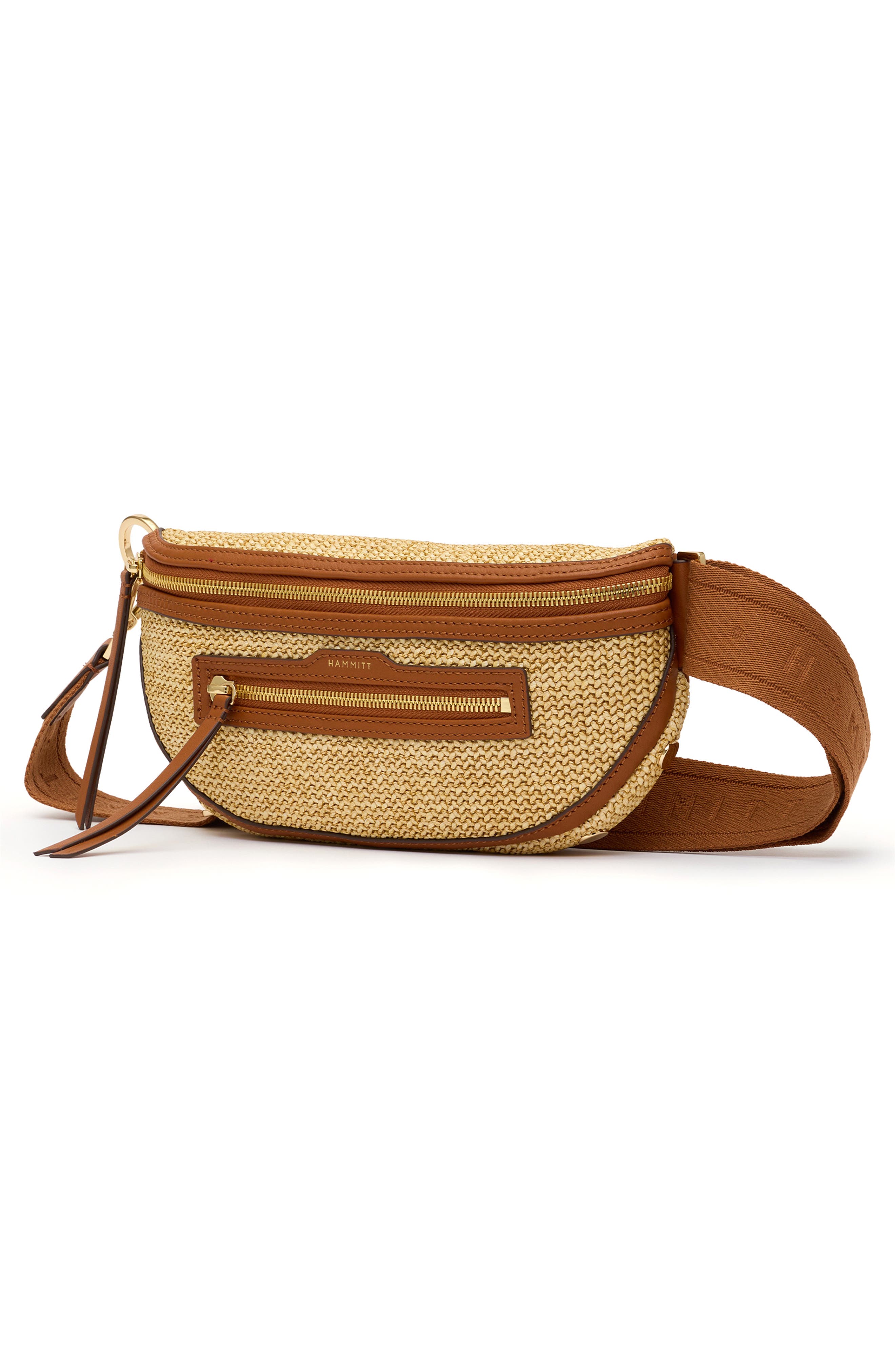 HAMMITT Medium Charles Crossbody Bag, Alternate, color, Cocoa Raffia/ Gold