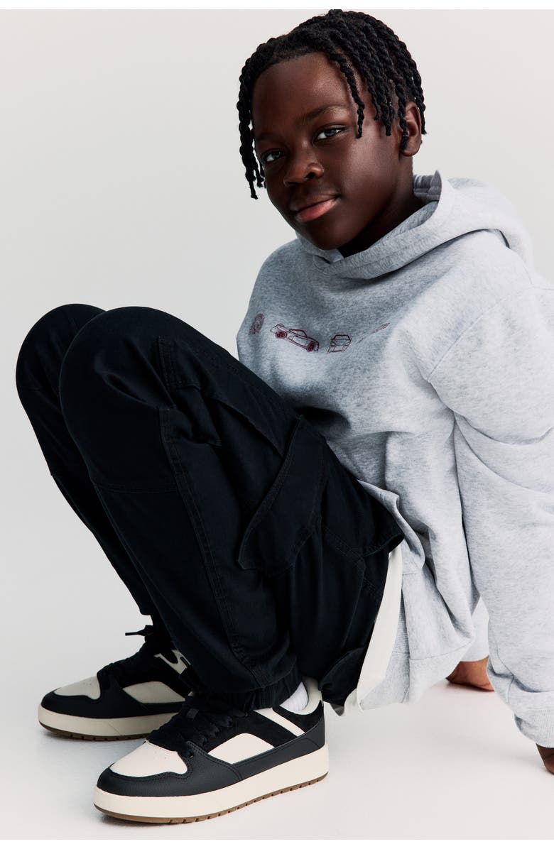 H&M Cotton Cargo Joggers, Alternate, color, Black