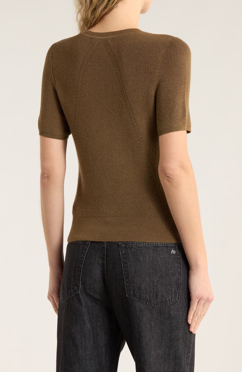 rag & bone Michal Short Sleeve Crop Cardigan, Alternate, color, Brown