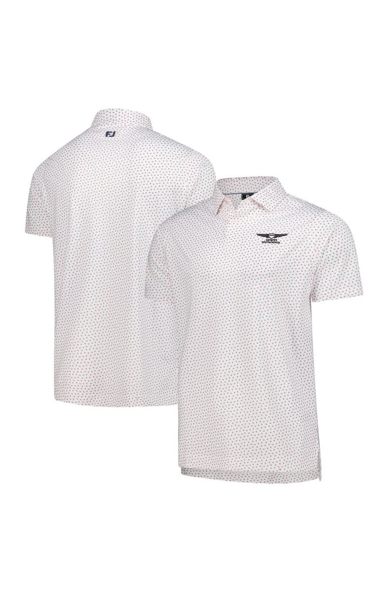 FOOTJOY Men's FootJoy White Genesis Invitational ProDry Bounce Print Stretch Pique Polo, Main, color, White