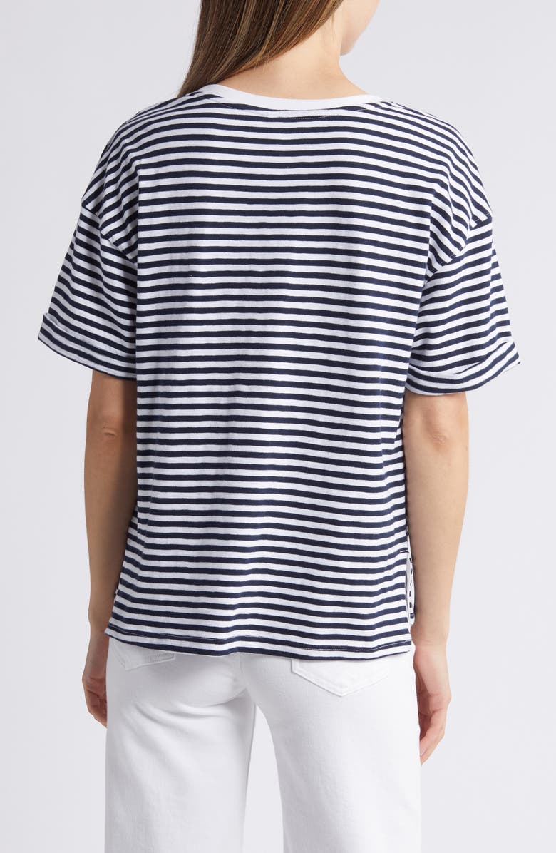 Caslon<sup>®</sup> Relaxed Organic Cotton Boyfriend T-Shirt, Alternate, color, Navy- White Brooke Stripe