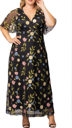 Embroidered Elegance Kiyonna Plus Size Dresses Wildflower