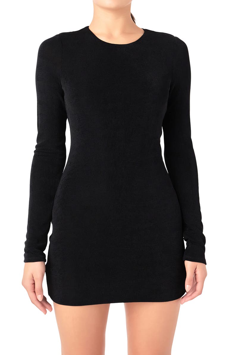 Grey Lab Long Sleeve Mini Sweater Dress, Alternate, color, Black