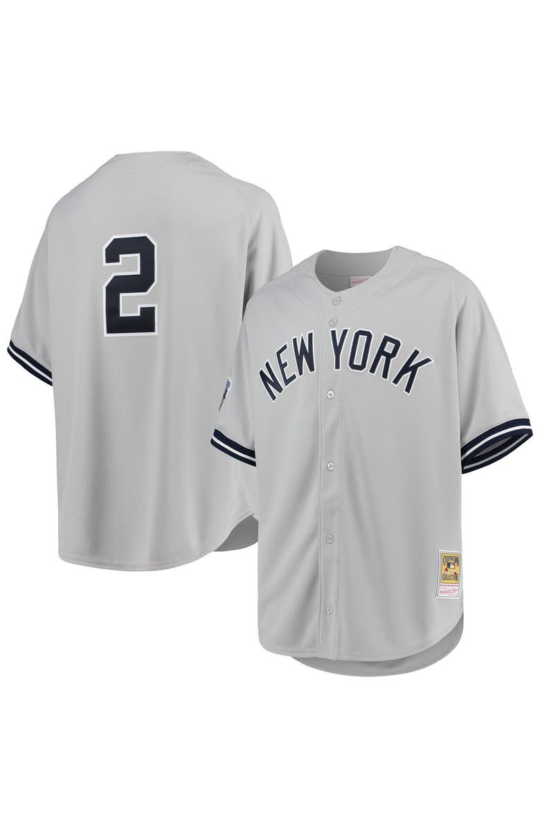Mitchell & Ness Men's Mitchell & Ness Derek Jeter Gray New York Yankees 1998 Cooperstown Collection Road Authentic Jersey, Main, color,