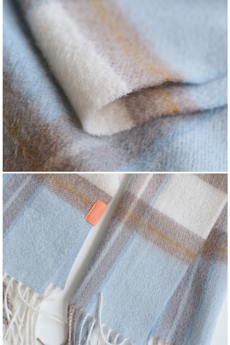 Plaid Cashmere Scarf, Alternate, color, BLUE