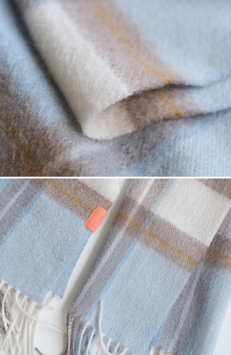 Lost Pattern Plaid Cashmere Scarf, Alternate, color, Blue