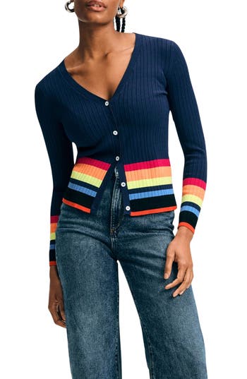 Isaac Mizrahi New York Stripe Cardigan In Blue