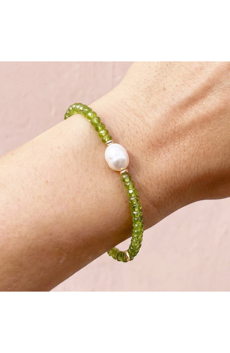 The Lovery Fine Jewelry Peridot Bead Pearl Bracelet, Alternate, color, Peridot