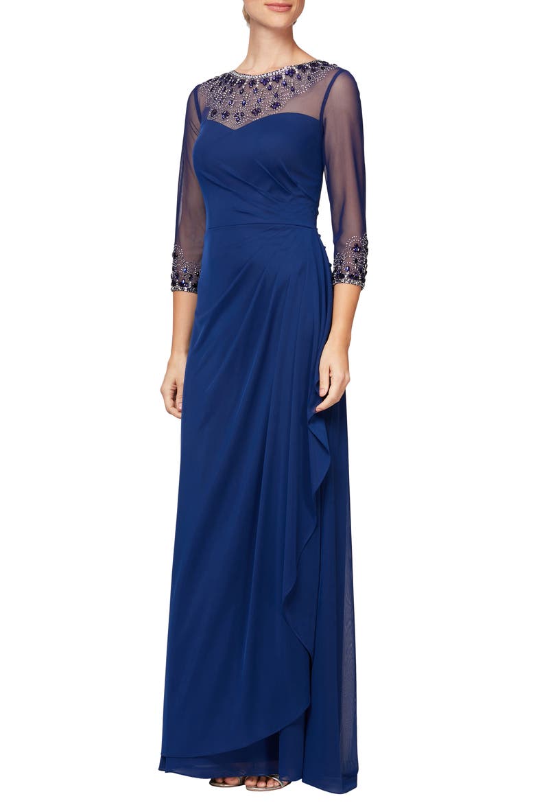 LONG ALINE SWEETHEART, Main, color, ROYAL