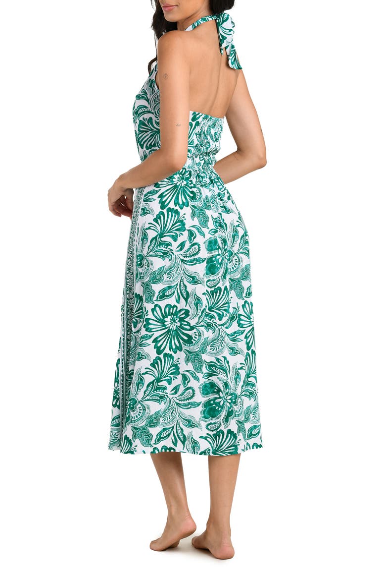 Botanical Brocade Fit & Flare Halter Dress, Alternate, color, JUNGLE
