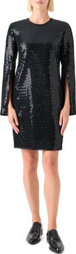 Akris Long Sleeve Sequin Sheath Dress