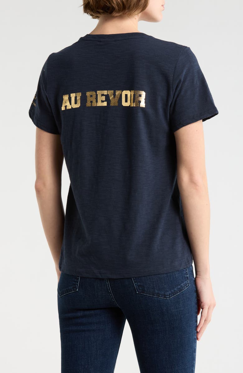 Cinq à Sept Foil Bonjour Au Revoir Graphic T-Shirt, Alternate, color, Navy/ Gold Foil