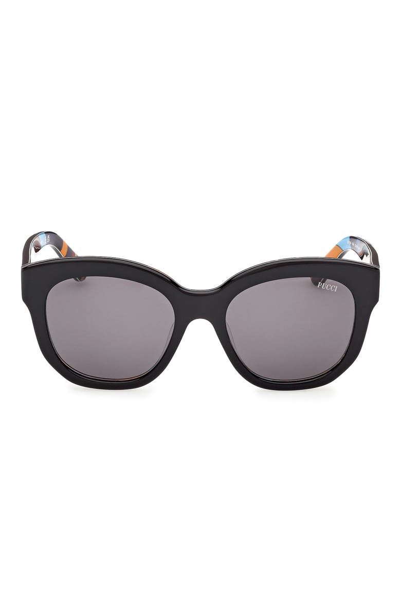 53mm Geometric Sunglasses, Main, color, BLACK / IRIDE PATTERN / SMOKE