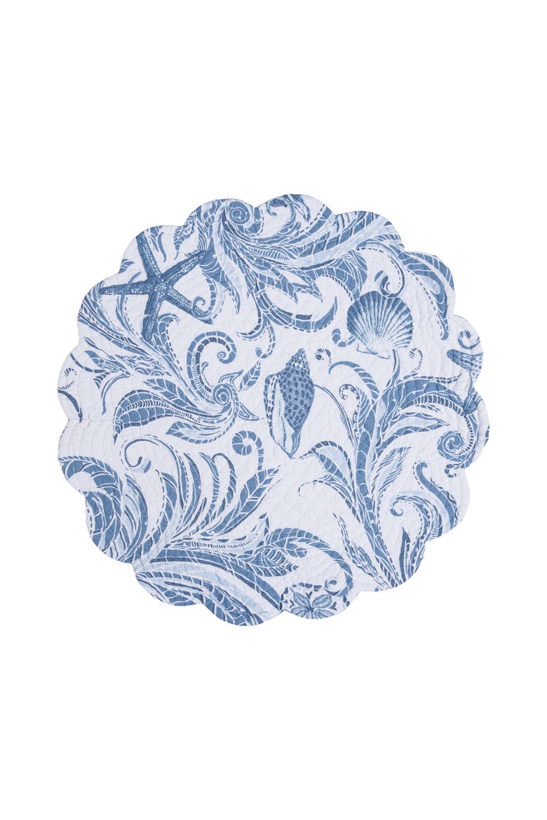 Tidal Waves Round Set of 6 Placemats  17", Alternate, color, Blue