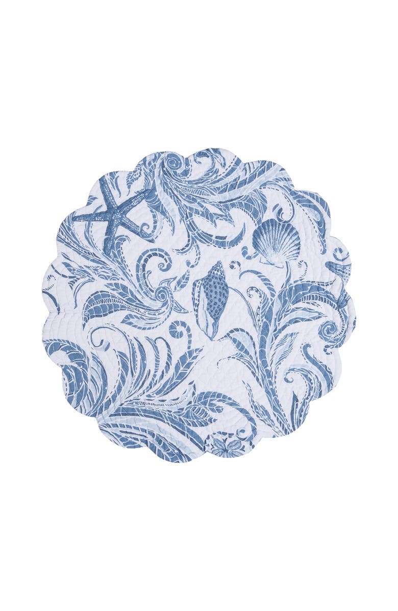 C&F Home Tidal Waves Round Set of 6 Placemats  17", Alternate, color, Blue