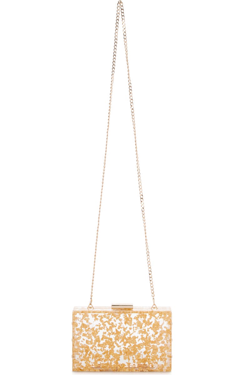Olga Berg Carmella Foil-Flecked Box Clutch, Alternate, color, Gold