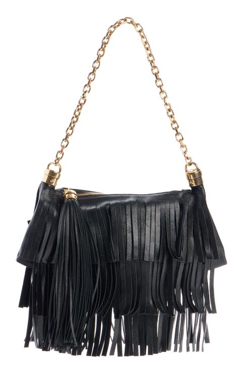 Small Foulard Fringe Leather Shoulder Bag