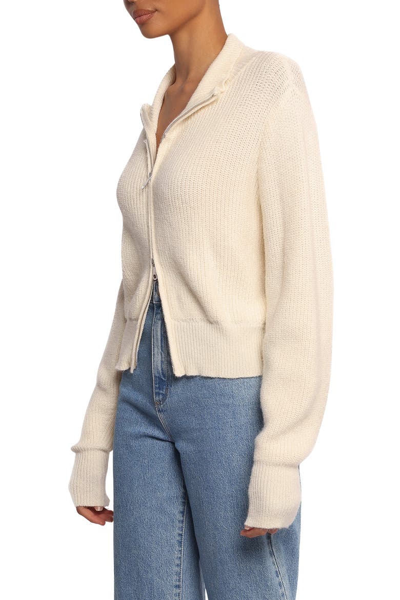 Kourtney Rib Zip Cardigan, Alternate, color, CREAM