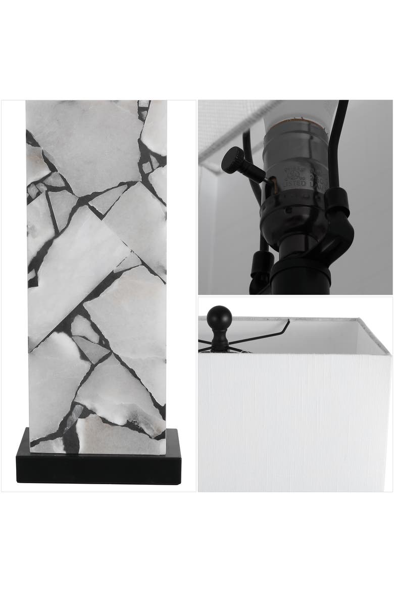 Elizabeth 27.5" Contemporary Coastal Alabaster LED Table Lamp, Alternate, color, White/Black