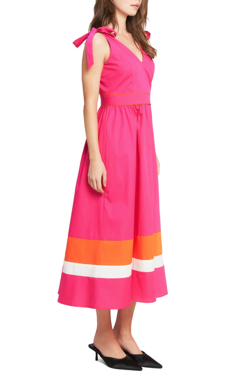 FLYING TOMATO Bow Shoulder Midi Dress, Alternate, color, Fuchsia Orange