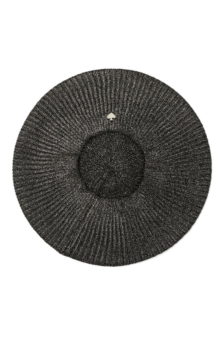 metallic ribbed beret, Main, color, BLACK