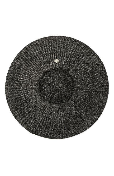 metallic ribbed beret