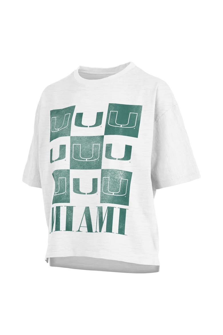 Women's Pressbox White Miami Hurricanes Motley Crew Andy Waist Length Oversized T-Shirt, Alternate, color, White