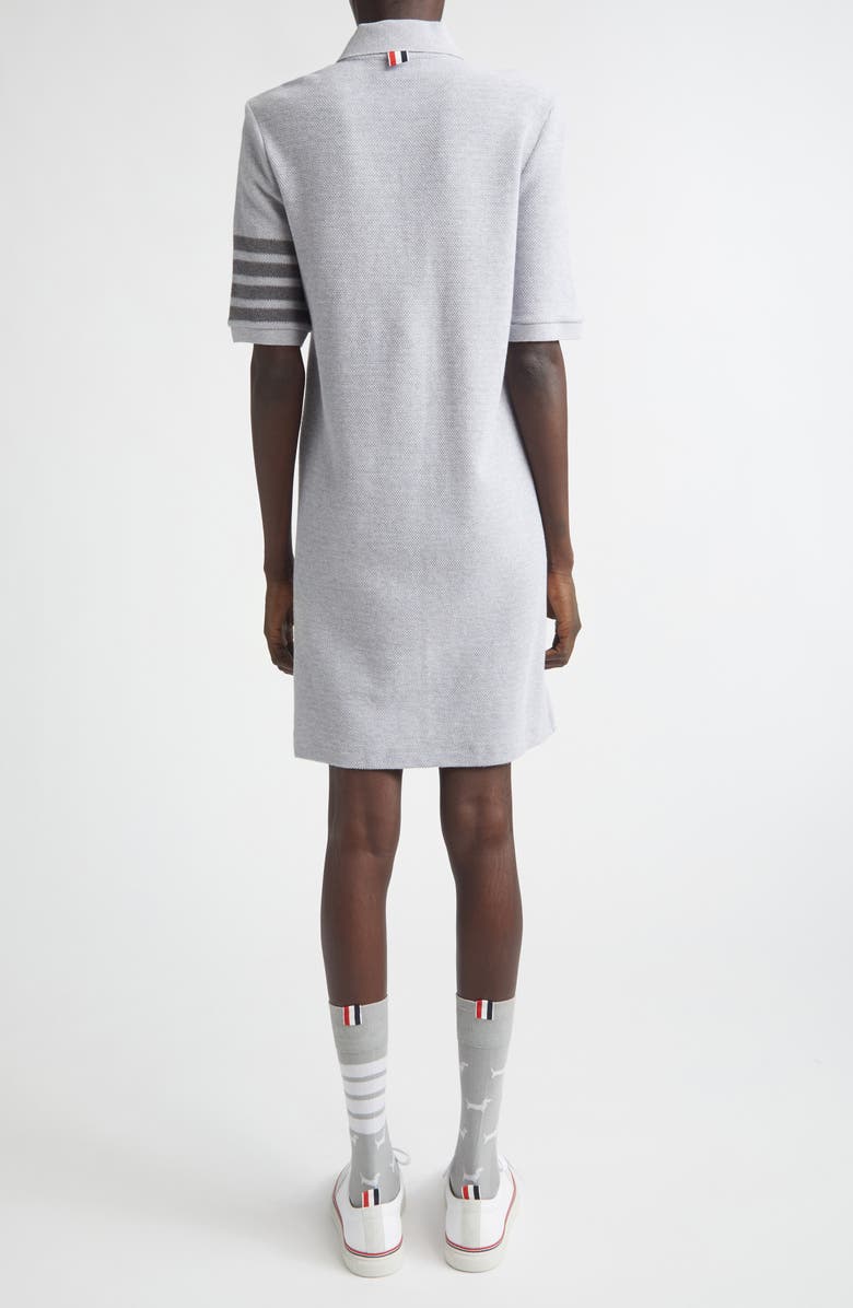 Thom Browne 4-Bar Cotton Piqué Polo Dress, Alternate, color, Pale Grey