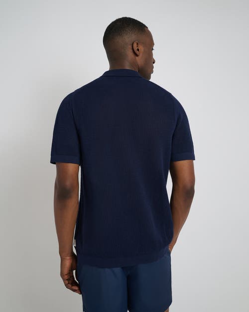Shop Onia Crochet Knit Button Up Shirt In Deep Navy