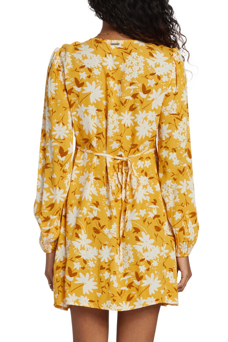 Night Out Floral Long Sleeve Button-Up Dress, Alternate, color, HAZELNUT
