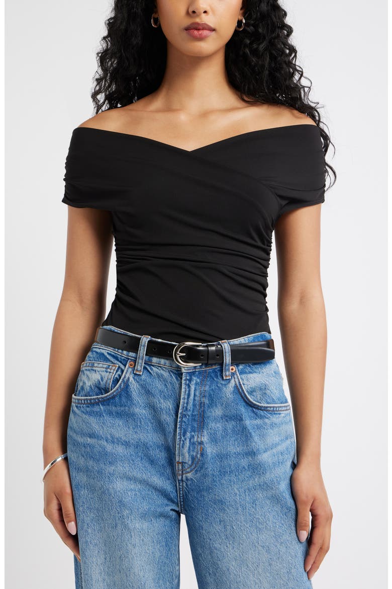 Crossover Off the Shoulder Top, Main, color, BLACK