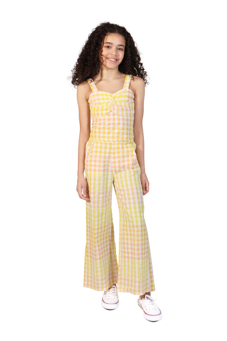 Kids' Gingham Tank Top & Flare Pants Set, Alternate, color, PLAID