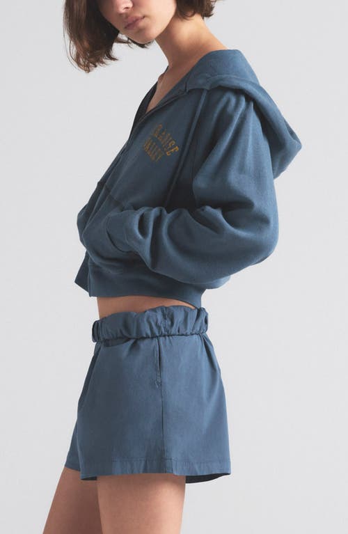 Skims Lighweight Fleece Zip Hoodie In Harbor