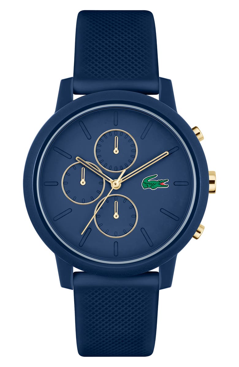 Lacoste 12.12 Chronograph Silicone Strap Watch, 44mm, Main, color, 