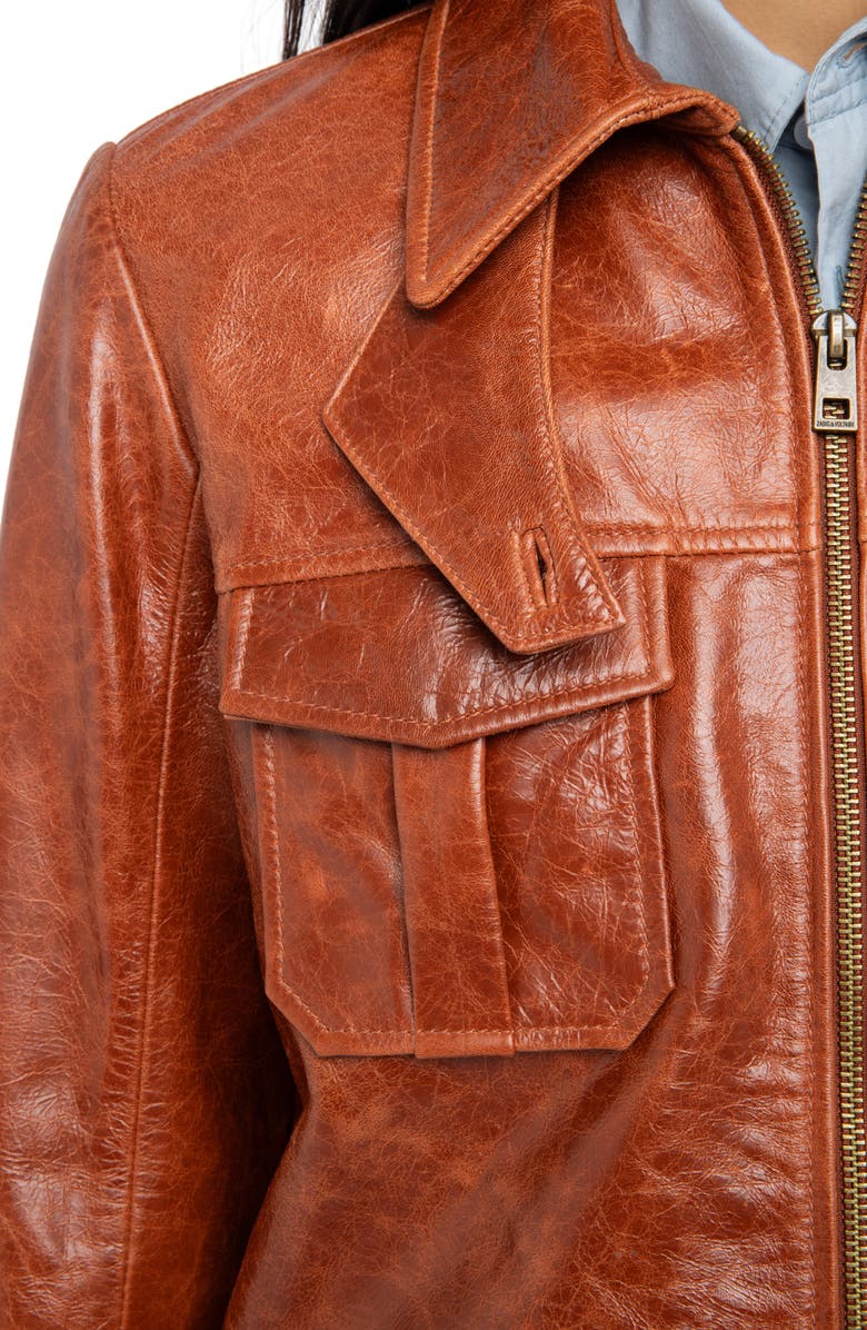 Zadig & Voltaire Lienna Leather Jacket, Alternate, color, Burn