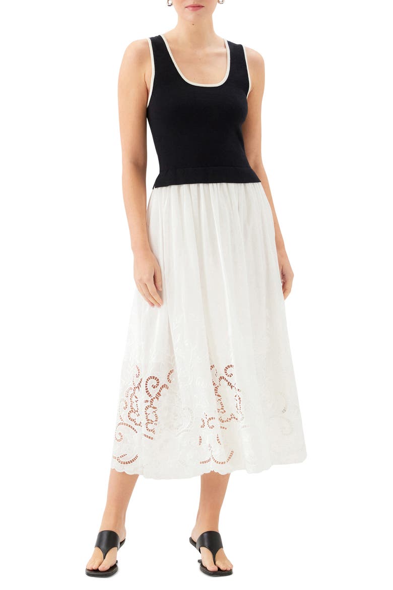 Alicia Contrast Midi Dress, Main, color, BLACK W/ OFF WHITE