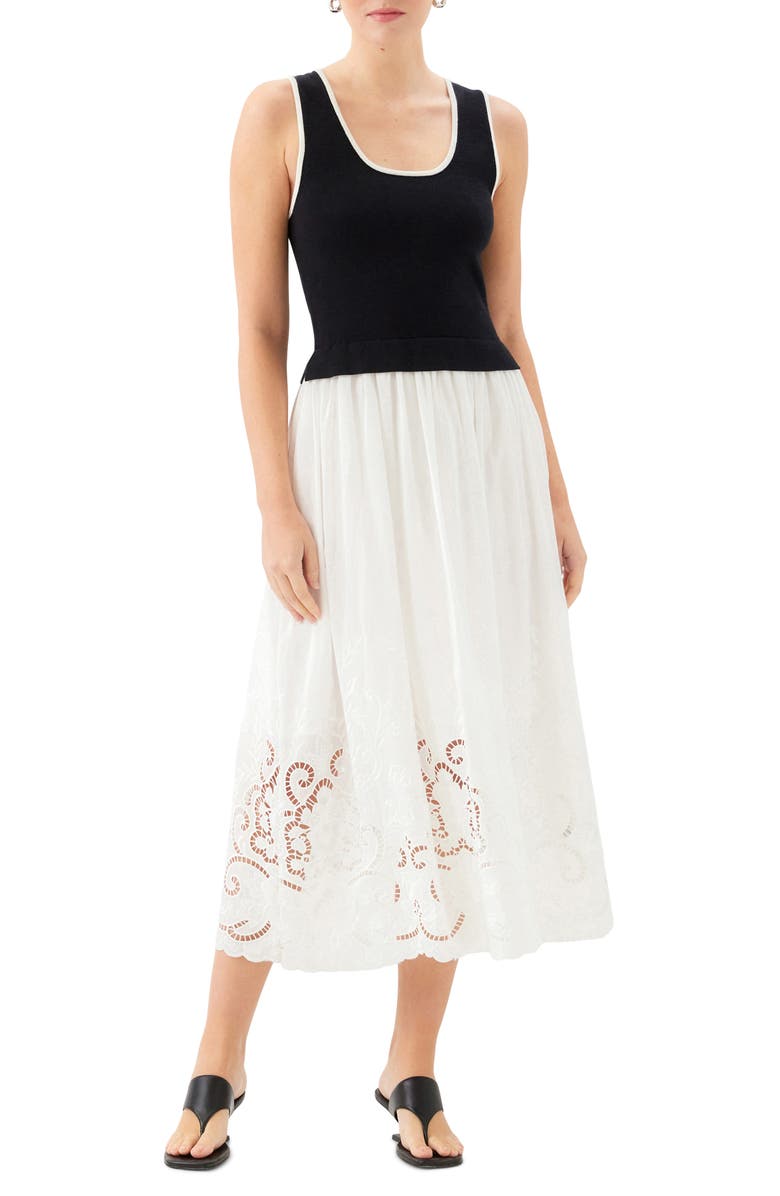 FIFTEEN TWENTY Alicia Contrast Midi Dress, Main, color, Black W/ Off White