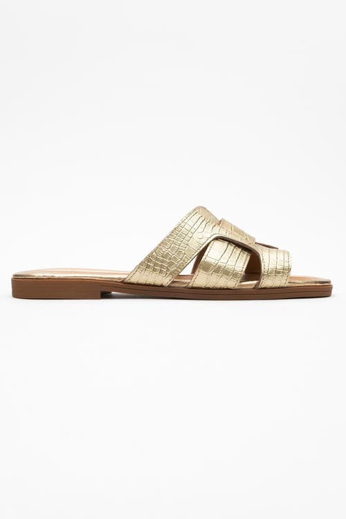 Forever & Always Shoes Notre Leather Flat Sandals In Gold