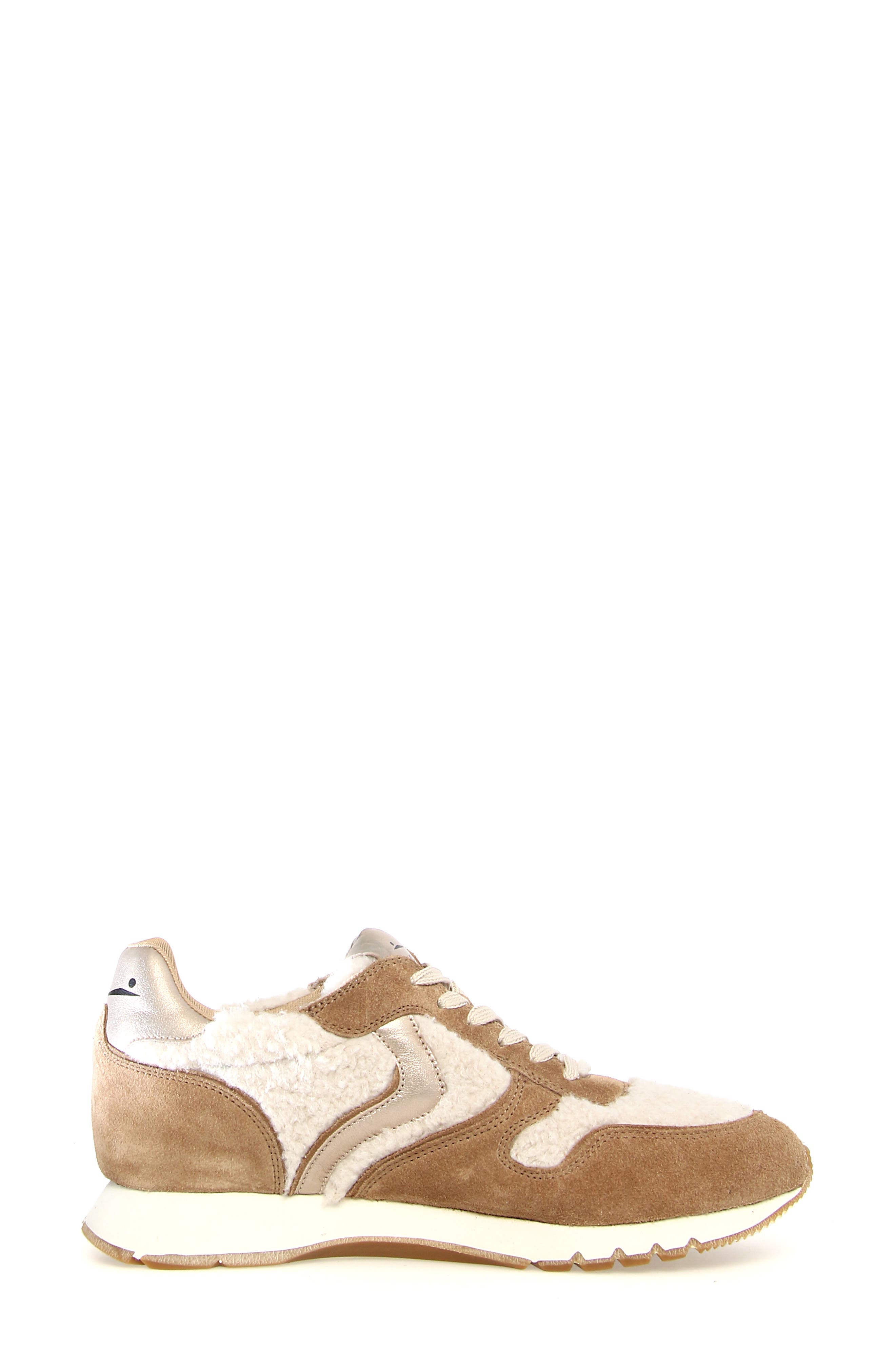 Voile Blanche Julia Genuine Shearling Sneaker, Alternate, color, Brown-Beige