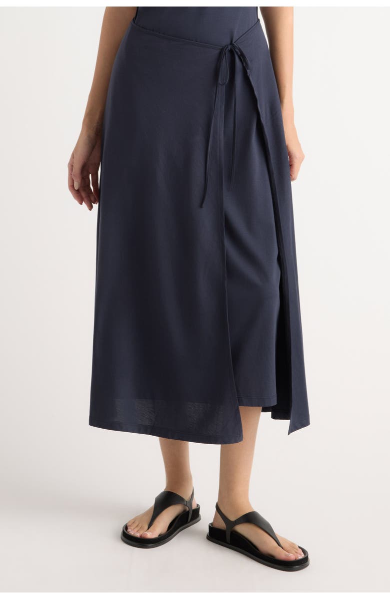 Modern Citizen Amelia Asymmetric-Neck Wrap Dress, Alternate, color, Navy