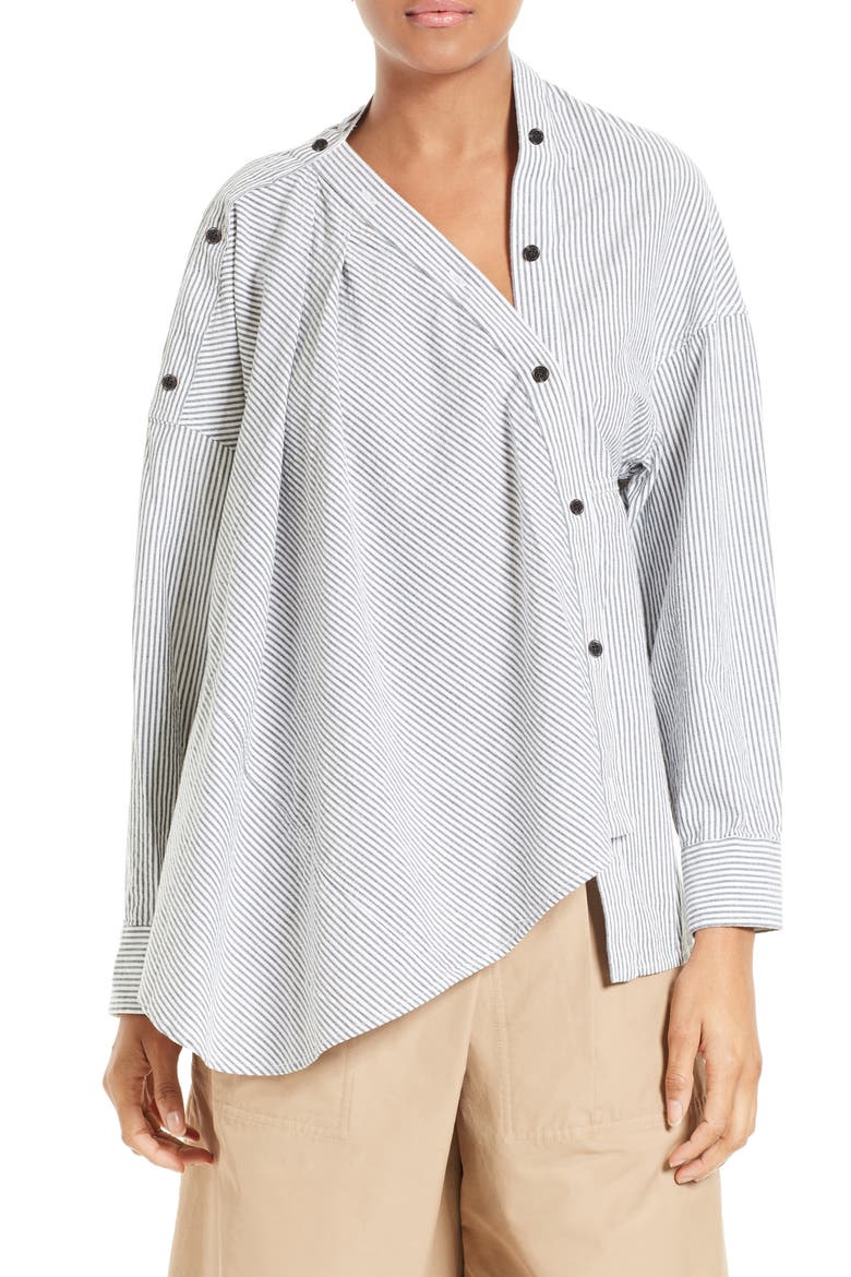 Welcome Seersucker Top, Main, color, BLACK